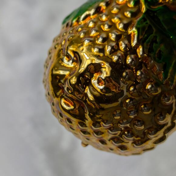 Pear Face Mercury Christmas Ornament Gold Textured Antique Germany Hand Blown - Picture 6 of 9